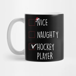 Nice Naughty Hockey Player Christmas List Mug